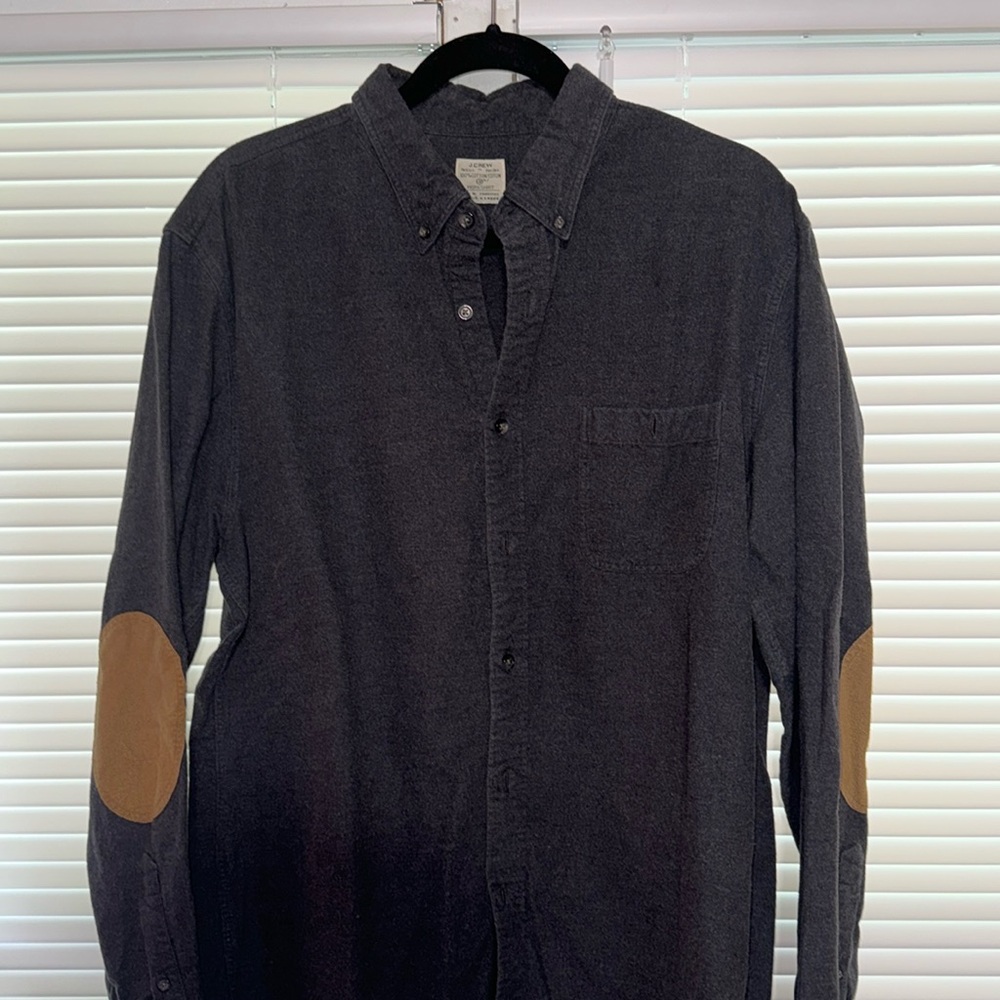 Grey Button Down with Elbow patches